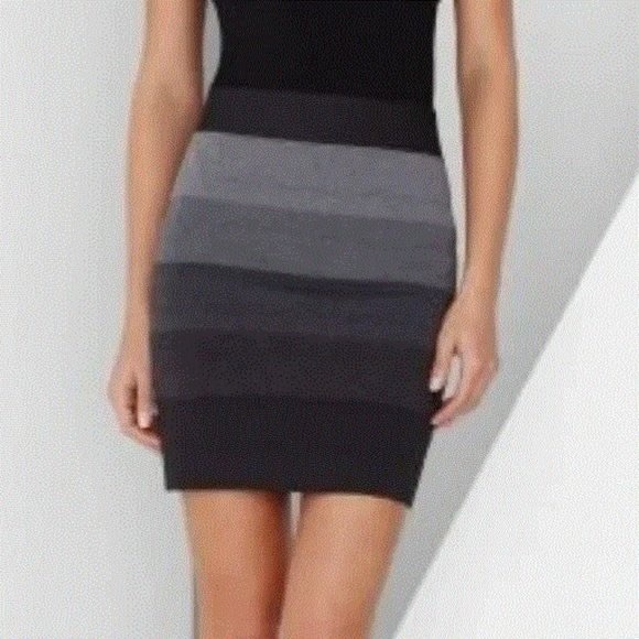 NWT BCBGMaxAzria Black Grey Gradient Ombre Bandage Stretch Mini Skirt Size M - Picture 2 of 5